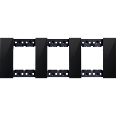 Декоративная рамка 2+2+2 модуля,  черное глянцевое стекло