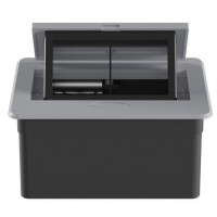 Настольный встраиваемый выдвижной розеточный блок Spring 4 мод. (2 мод. 45х45),  алюминий