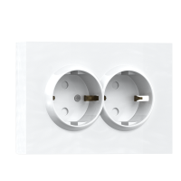 Розетка 220В с заземлением 2-я,  со шторками,  16А,  на винтах,  глянцевый белый Donel A07