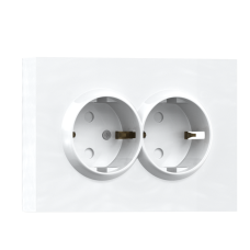 Розетка 220В с заземлением 2-я,  со шторками,  16А,  на винтах,  глянцевый белый Donel A07