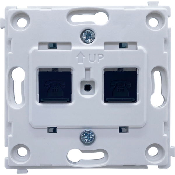Механизм телефонной розетки RJ11 + RJ11 (двойная) cat.3/ClassE-4/4,  серия DA
