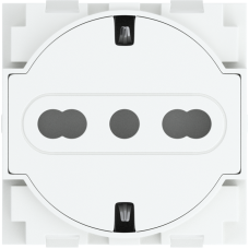 Розетка нем./итал.станд. с плоской лицевой панелью 10/16А 2 модуля,  белый