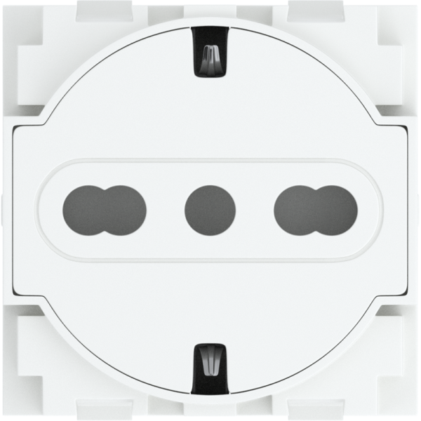 Розетка нем./итал.станд. с плоской лицевой панелью 10/16А 2 модуля,  белый
