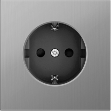 Накладка для розетки Schuko с заземлением со шторками 16A 250 В~,  никель,  серия R98 METAL