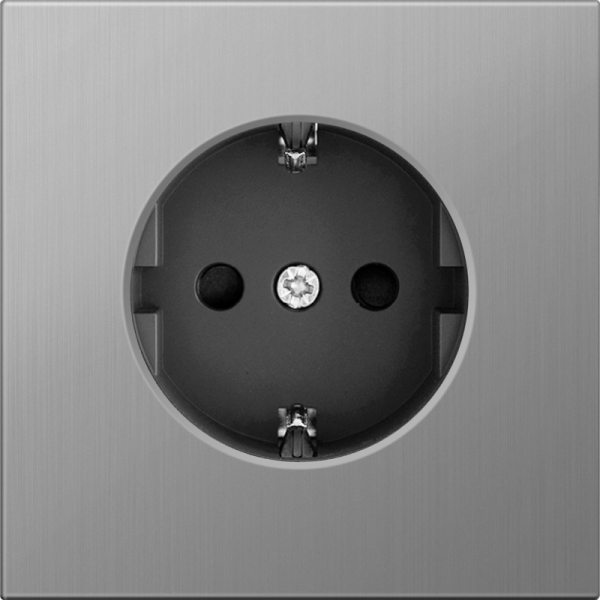 Накладка для розетки Schuko с заземлением со шторками 16A 250 В~,  никель,  серия R98 METAL