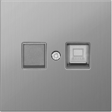 Накладка для розетки RJ45/RJ11,  одиночная,  никель,  серия R98 METAL