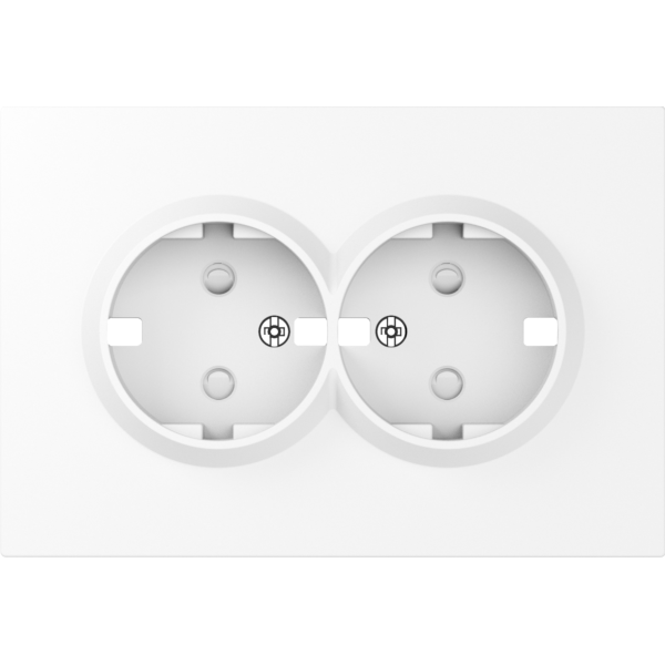 Накладка для розетки 2-й с заземлением,  со шторками 16A 250 В~,  глянцевый белый,  серия A07