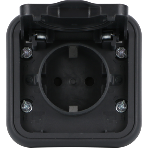 Рамка с крышкой для скрытой установки розетки одиночный,  цвет антрацит,  IP55,  серия W55