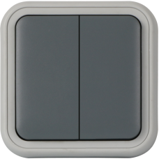 Рамка с клавишей для скрытой установки переключателя двухклавишного,  цвет серый,  IP55,  серия W55