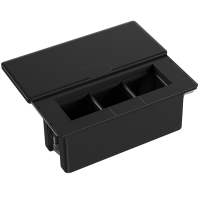 Настольный встраиваемый розеточный блок с сдвижной крышкой Slider 6 мод. (3 мод. 45х45),  черный