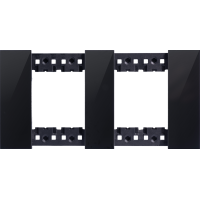 Декоративная рамка 2+2 модуля,  черное глянцевое стекло