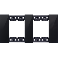Декоративная рамка 2+2 модуля,  черное глянцевое стекло
