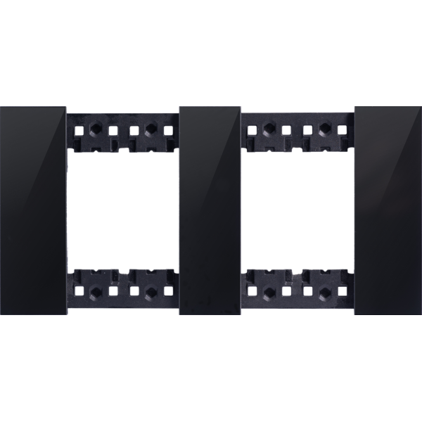 Декоративная рамка 2+2 модуля,  черное глянцевое стекло