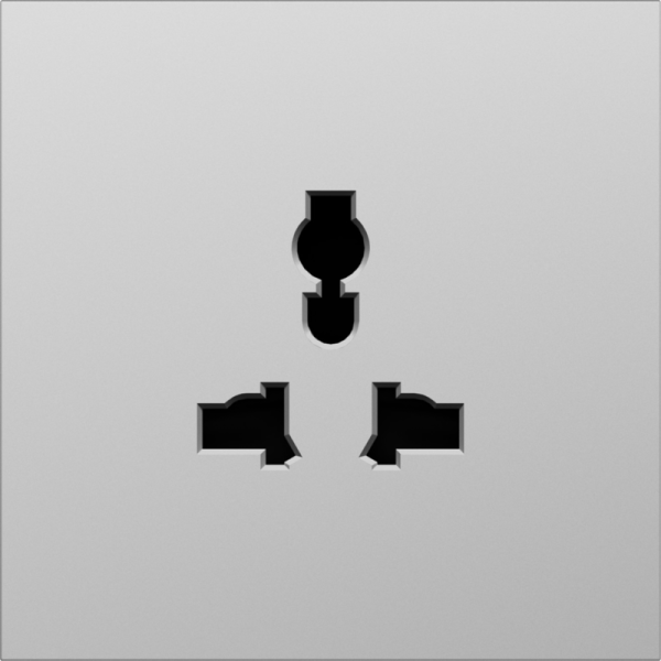 Накладка для  розетки мультистандарт,  со шторками 16A 250 В~,  сталь,  серия S08