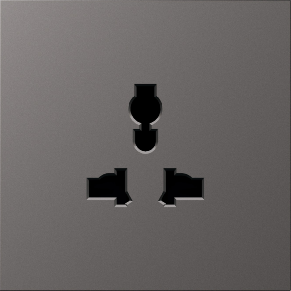 Накладка для  розетки мультистандарт,  со шторками 16A 250 В~,  матовый титан,  серия S08