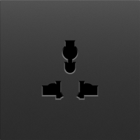 Накладка для  розетки мультистандарт,  со шторками 16A 250 В~,  черный графит,  серия S08