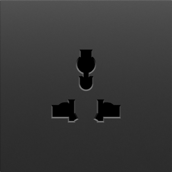 Накладка для  розетки мультистандарт,  со шторками 16A 250 В~,  черный графит,  серия S08