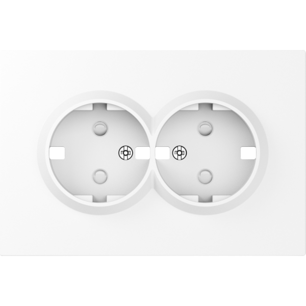 Накладка для розетки 2-й с заземлением,  со шторками 16A 250 В~,  глянцевый белый,  серия S08