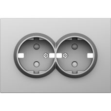 Накладка для розетки 2-й с заземлением,  со шторками 16A 250 В~,  сталь,  серия S08