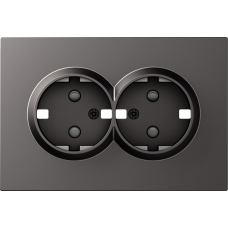 Накладка для розетки 2-й с заземлением,  со шторками 16A 250 В~,  матовый титан,  серия S08