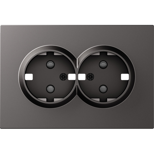 Накладка для розетки 2-й с заземлением,  со шторками 16A 250 В~,  матовый титан,  серия S08