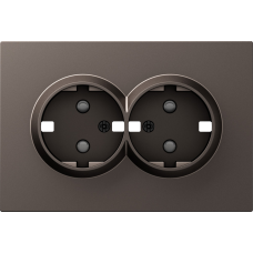 Накладка для розетки 2-й с заземлением,  со шторками 16A 250 В~,  мокко,  серия S08