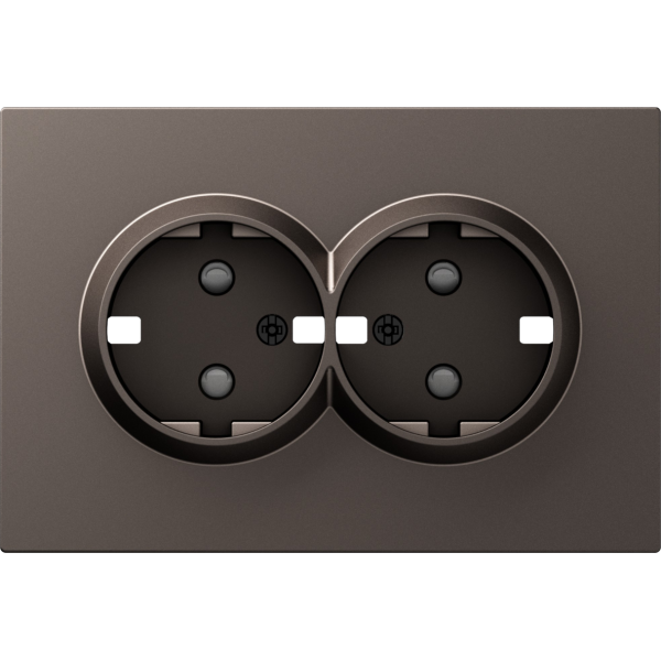 Накладка для розетки 2-й с заземлением,  со шторками 16A 250 В~,  мокко,  серия S08