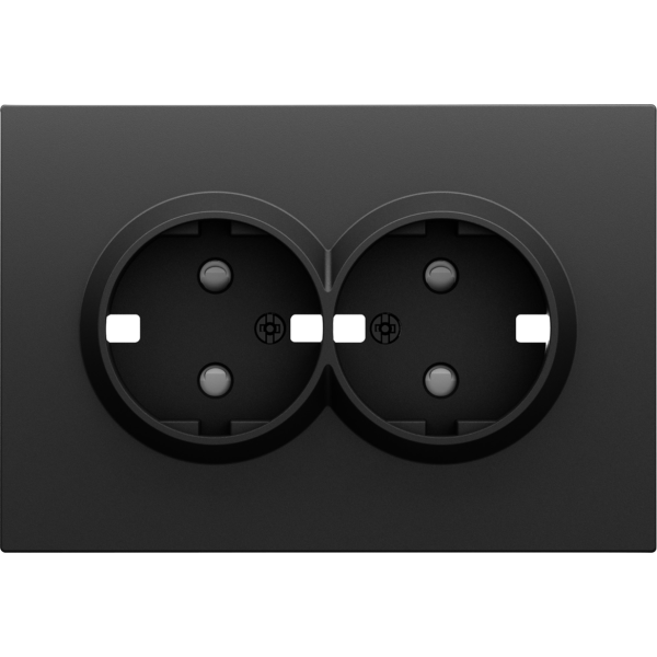Накладка для розетки 2-й с заземлением,  со шторками 16A 250 В~,  черный графит,  серия S08