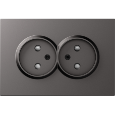 Накладка для розетки 2-й без заземления,  со шторками 16A 250 В~,  матовый титан,  серия S08