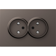 Накладка для розетки 2-й без заземления,  со шторками 16A 250 В~,  мокко,  серия S08