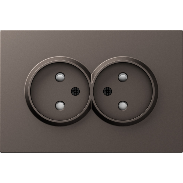 Накладка для розетки 2-й без заземления,  со шторками 16A 250 В~,  мокко,  серия S08