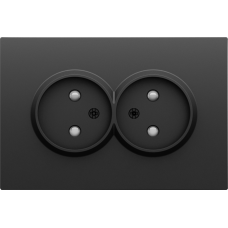 Накладка для розетки 2-й без заземления,  со шторками 16A 250 В~,  черный графит,  серия S08