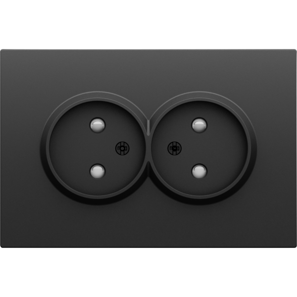 Накладка для розетки 2-й без заземления,  со шторками 16A 250 В~,  черный графит,  серия S08