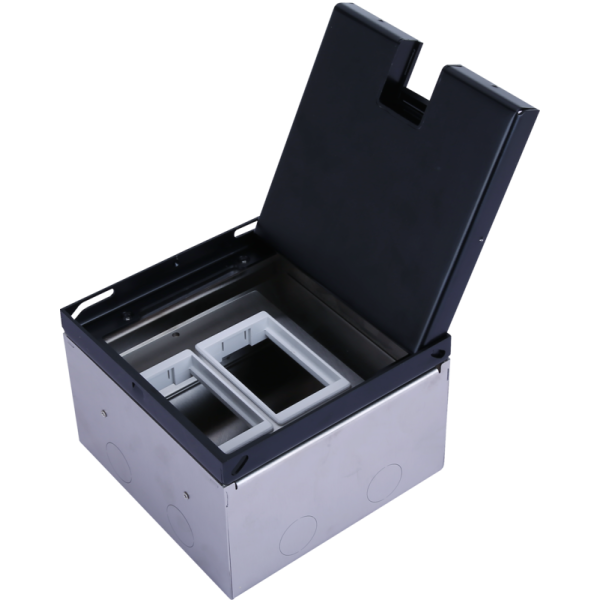 Лючок в пол 6 мод. (2 мод. 45х45 мм. + 2 мод. 22.5х45 мм.),  металл антрацит