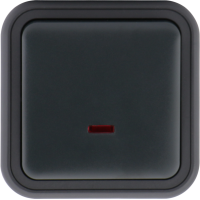 Переключатель 1-клавишный накладной с подсветкой,  цвет антрацит,  IP55,  серия W55