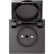 Накладка для розетки без заземления,  с крышкой,  16A 250 В~,  матовый титан,  серия S08