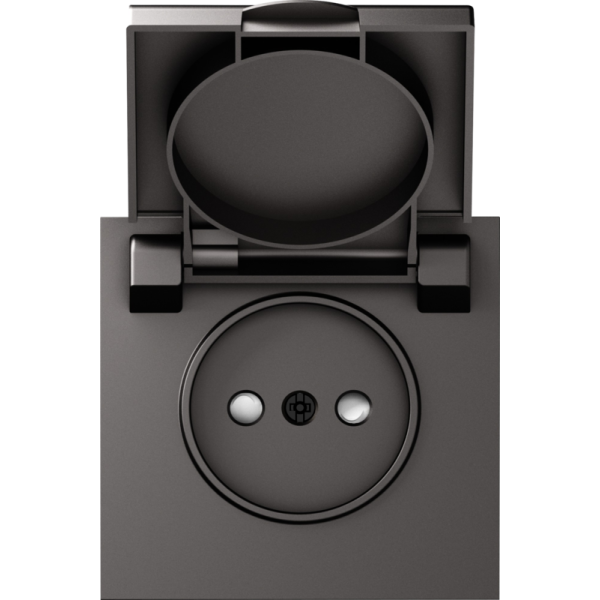 Накладка для розетки без заземления,  с крышкой,  16A 250 В~,  матовый титан,  серия S08