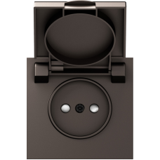 Накладка для розетки без заземления,  с крышкой,  16A 250 В~,  мокко,  серия S08