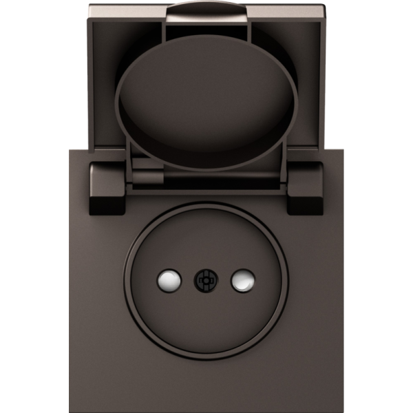 Накладка для розетки без заземления,  с крышкой,  16A 250 В~,  мокко,  серия S08