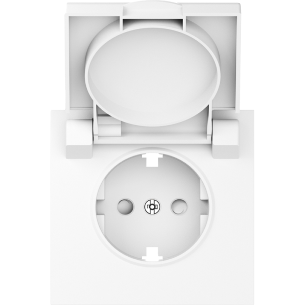 Накладка для розетки Schuko с заземлением,  с крышкой,  16A 250 В~,  глянцевый белый,  серия S08