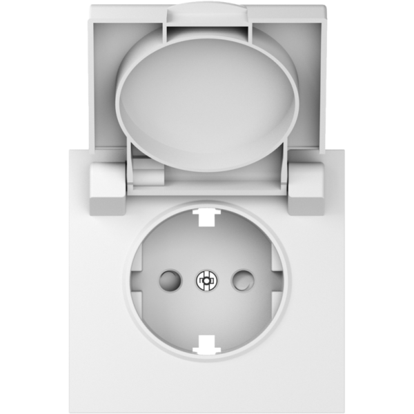 Накладка для розетки Schuko с заземлением,  с крышкой,  16A 250 В~,  матовый белый,  серия S08