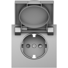 Накладка для розетки Schuko с заземлением,  с крышкой,  16A 250 В~,  сталь,  серия S08