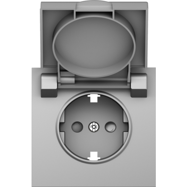 Накладка для розетки Schuko с заземлением,  с крышкой,  16A 250 В~,  сталь,  серия S08
