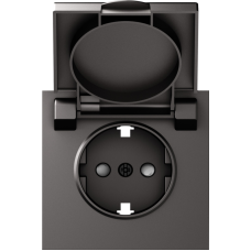 Накладка для розетки Schuko с заземлением,  с крышкой,  16A 250 В~,  матовый титан,  серия S08