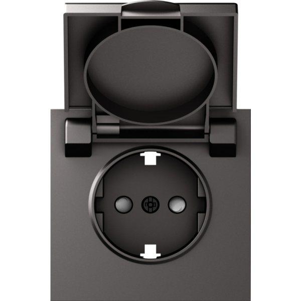 Накладка для розетки Schuko с заземлением,  с крышкой,  16A 250 В~,  матовый титан,  серия S08