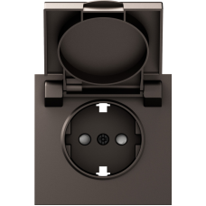 Накладка для розетки Schuko с заземлением,  с крышкой,  16A 250 В~,  мокко,  серия S08