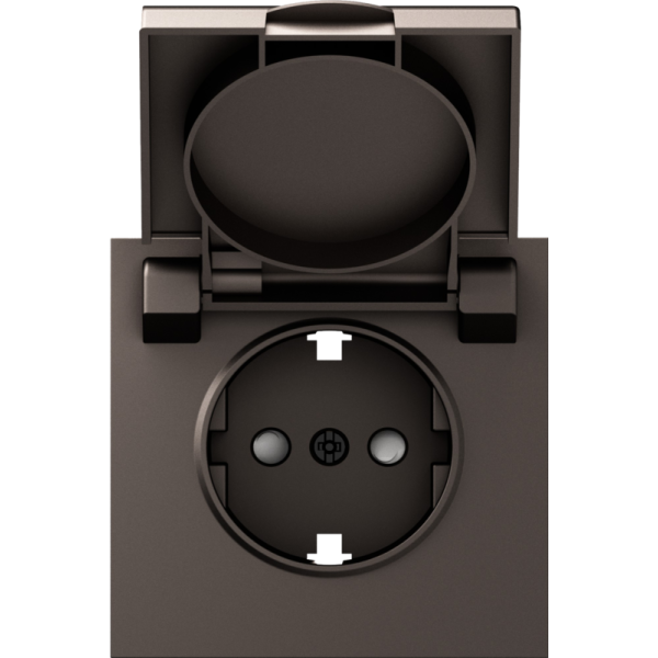 Накладка для розетки Schuko с заземлением,  с крышкой,  16A 250 В~,  мокко,  серия S08