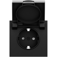 Накладка для розетки Schuko с заземлением,  с крышкой,  16A 250 В~,  черный графит,  серия S08
