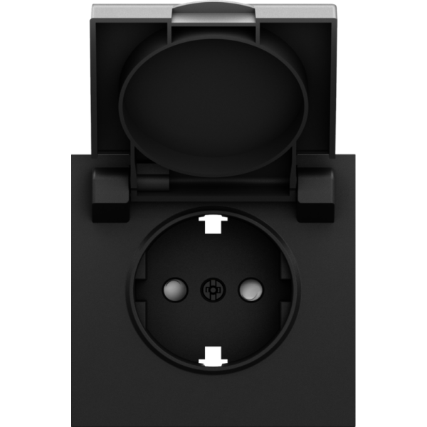 Накладка для розетки Schuko с заземлением,  с крышкой,  16A 250 В~,  черный графит,  серия S08