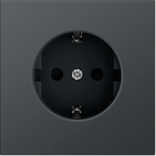 Накладка для розетки Schuko с заземлением со шторками 16A 250 В~,  вороненая сталь,  серия R98 METAL